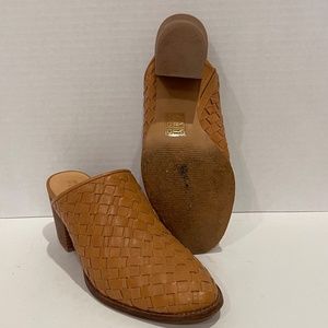 Madewell The Harper Mule in Woven Leather Amber Brown Color Sz 6